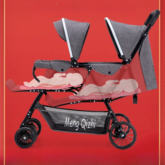 Poussette jumelle pliable ultra légère en alliage d'aluminium pour enfants, landau pour bébé 1
