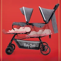 Ultra Lightweight Foldable Twin Stroller Children’s Stroller Aluminum Alloy Baby Carriage High Landscape Twin Stroller