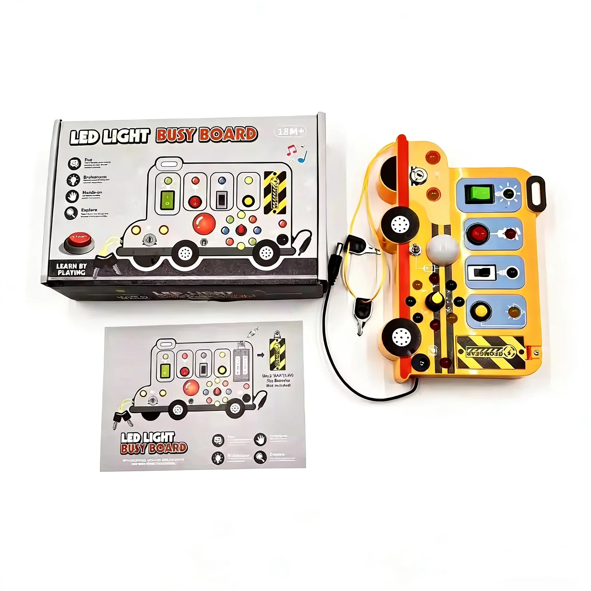 Interactive School Bus Busy Board Toy With Led Lights And Sounds_voghion.com