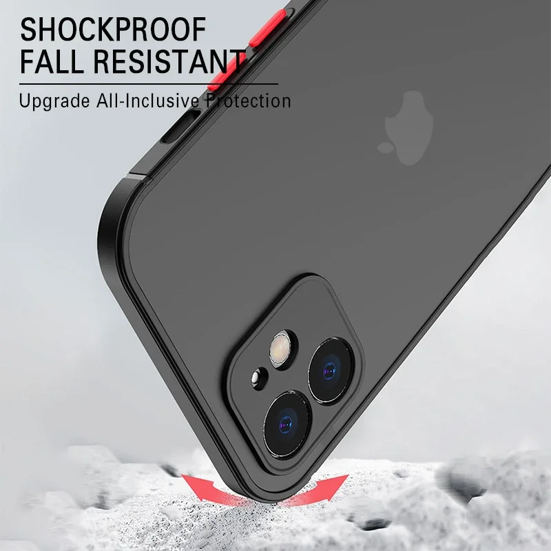 Luxury Matte Transparent Silicone Phone Case with Clear Hard Back Cover