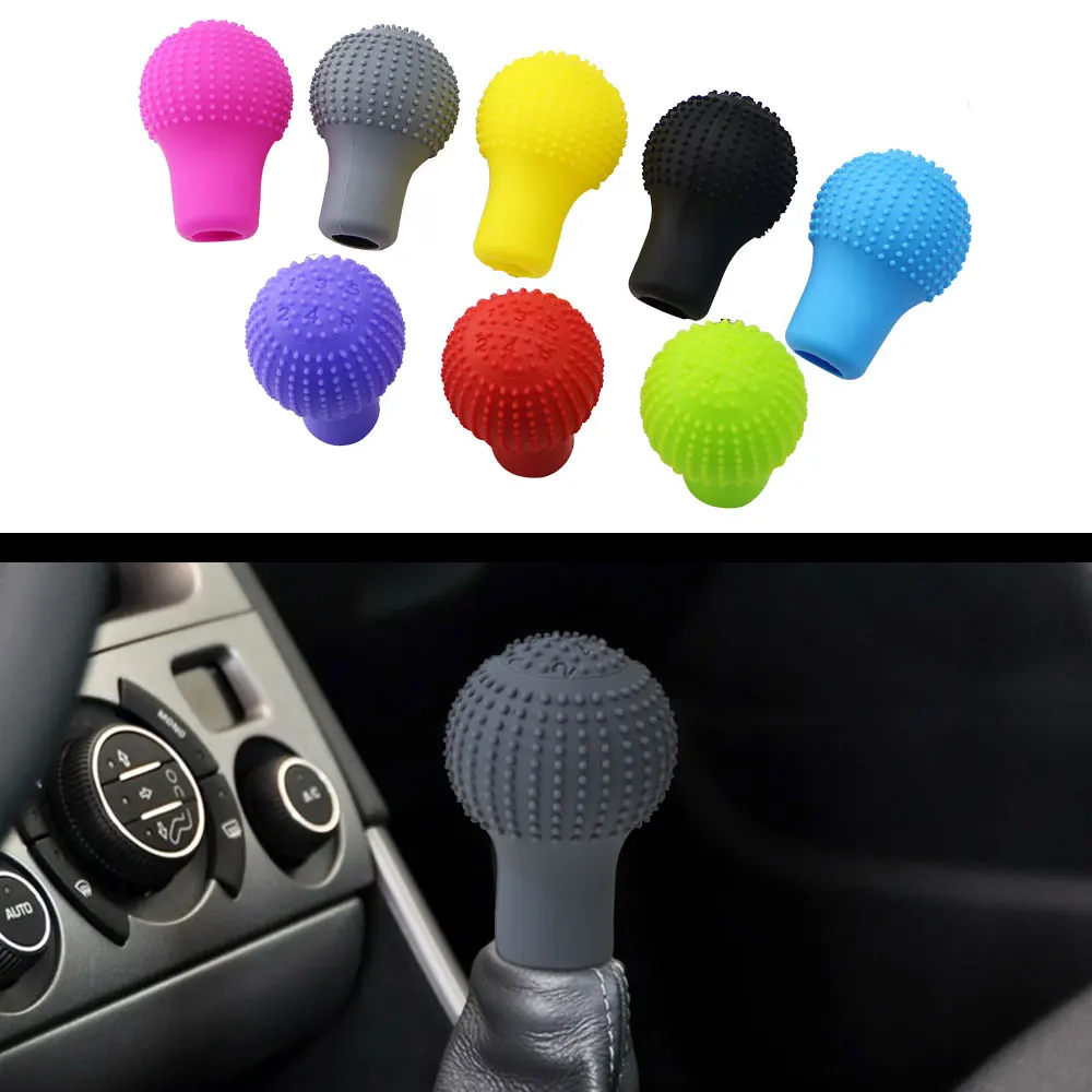 AUTO Shift Knob Cover Universal Car Silicone Gear Head Gear Shift Round Bump Nonslip Shifter Collars Handbrake Grip 
