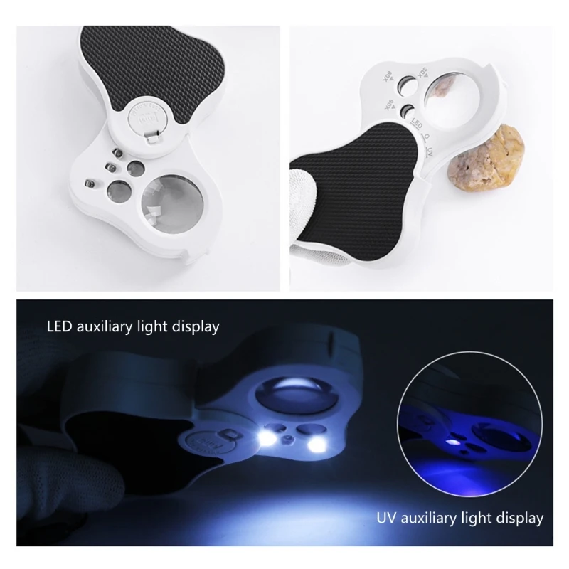 

Складная карманная лупа с подсветкой, драгоценные камни, лупа с бриллиантами, увеличительное стекло, ювелирные изделия, Прямая