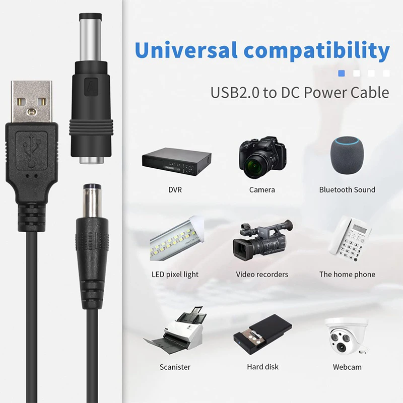 USB-DC 전원 코드 DC 포트 충전 케이블 전원 공급 코드 3.5x1.35/5.5x2.1/5.5x2.5/4.0x1.7/2.5x0.7mm