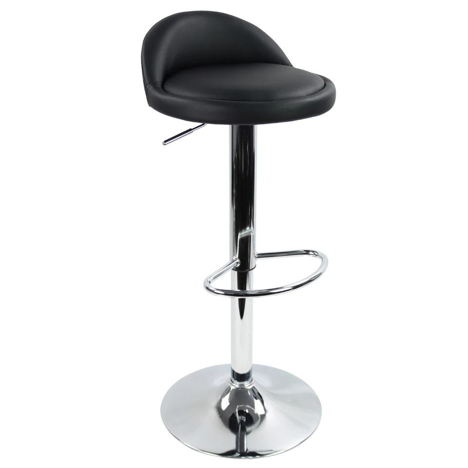 Height Adjustable PU Leather Round Bar Stool with Backrest