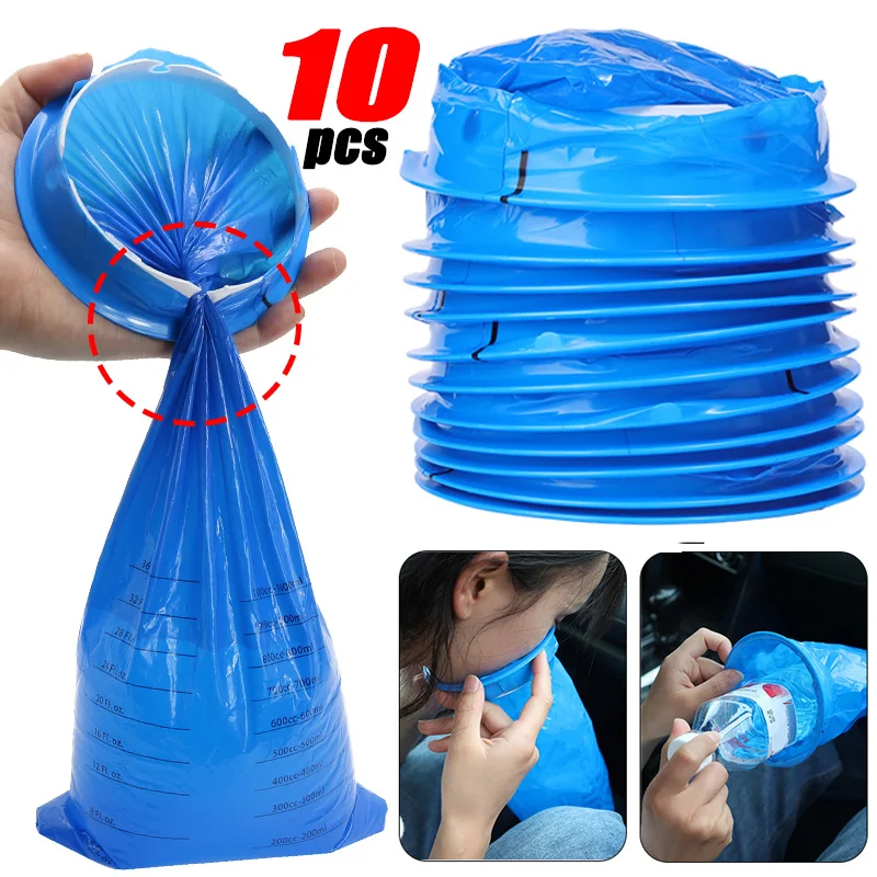 Disposable 1000ML Portable Car Disposable Travel Airplane Motion Sickness Nausea Vomit Cleaning Bag Eco-Friendly Plastic Bag disposable vomit bag