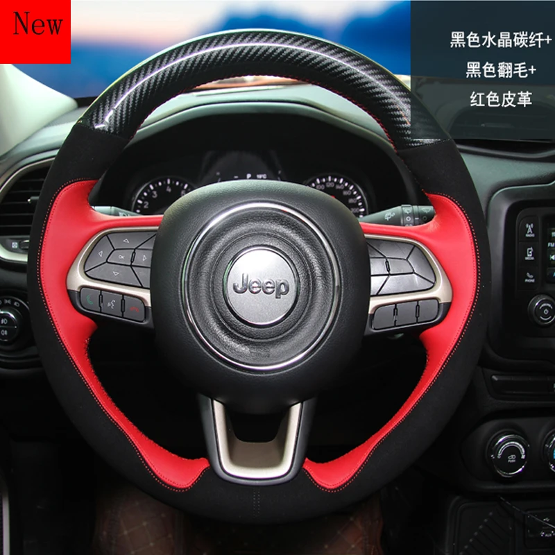 

Customized Hand-Stitched Leather Car Steering Wheel Cover for Jeep Commander Compass Cherokee Renegade Interior Accessories