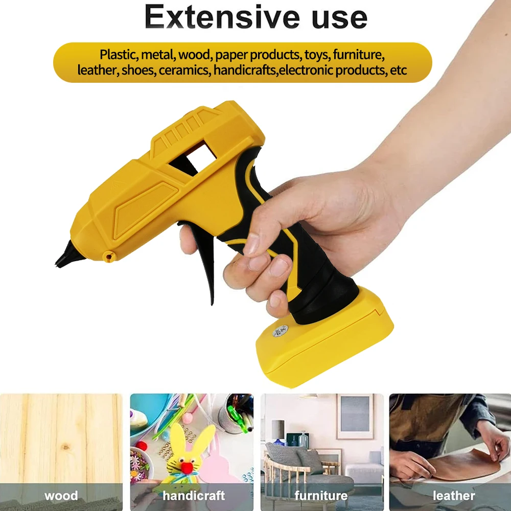 100W Hot Melt Glue Gun with 11MM Glue Stick DIY Mini Household Industrial Lithium Electric Repair Tool for Dewalt 20V Battery