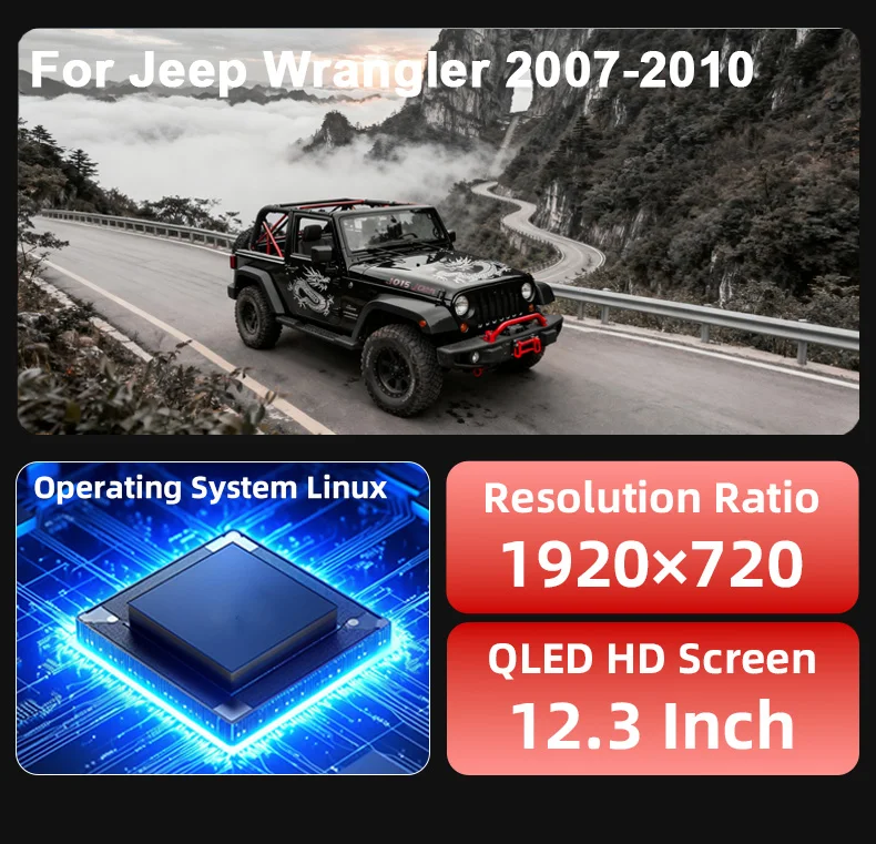 Digital Instrument Cluster For Jeep Wrangler JK 2007-2010 Speedometer,Dashboard,