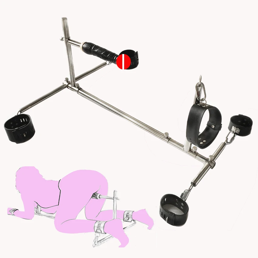 Sex Furniture Bondage BDSM Restraint Set Neck Handcuffs Anklecuffs W Dildo Sex Toys Women Couples Adult Games Erotic Product sex toys sex chair bed