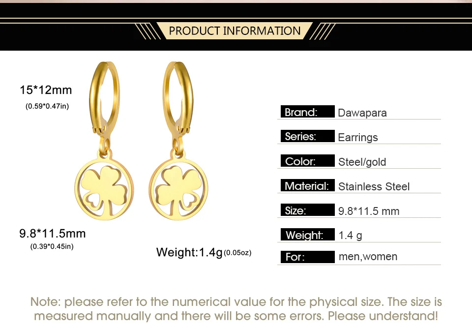 Dawapara Lucky Four Leaf Clover Damen Ohrringe Irish Knot Shamrock Charm Edelstahl Schmuck Valentinstag Geschenk – Detail 2
