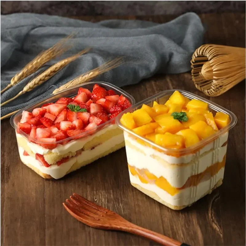 50 Sets Clear PET Cupcake Boxes 400ml / 300ml Disposable Dessert Containers Square Plas... - SKU CPCB1546 - UGI Packaging