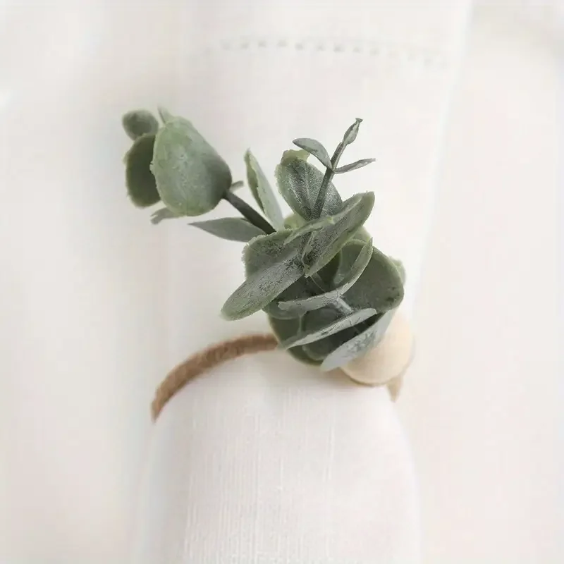 Eucalyptus Leaves Napkin Rings for Wedding Banquet Table Setting
