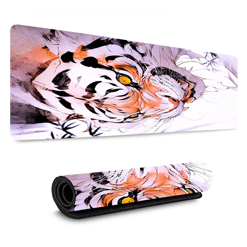 

XXL Mousepad Tiger Animals Locking Edge Mouse Pad Pc Gamer Cabinet Carpet Office Computer Rubber Desk Mat Custom Keyboard Mats