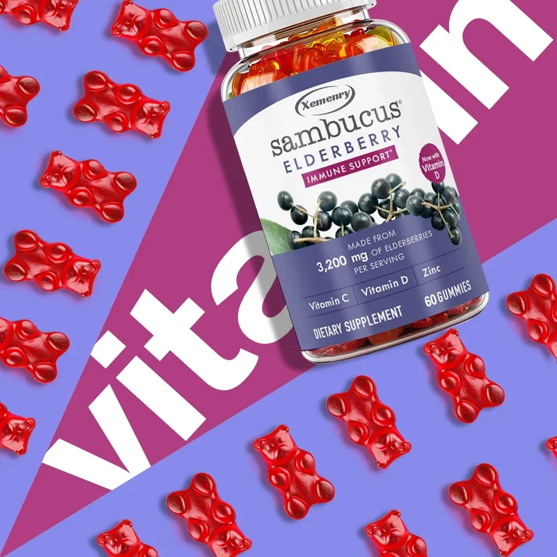 

Elderberry Gummies 3200 Mg - Contains Elderberry, Vitamin C and Zinc for Immune Support