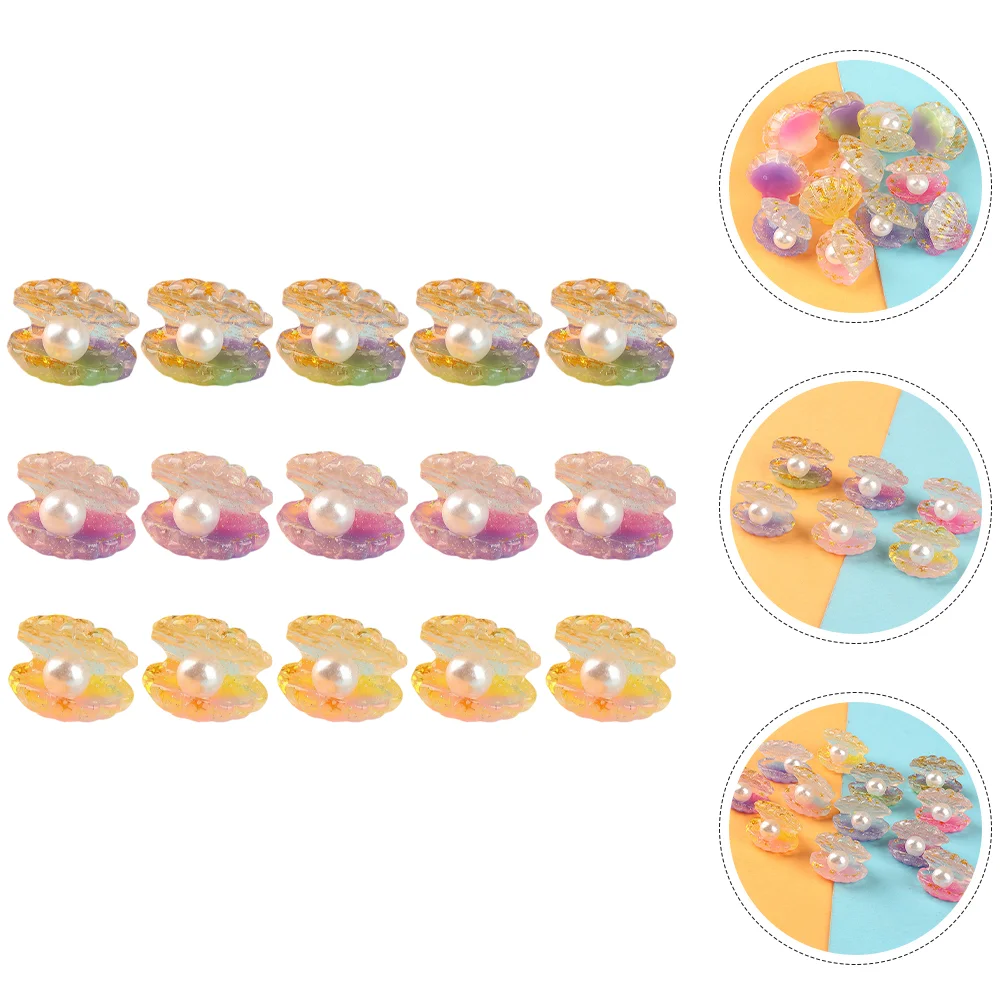 

15pcs Glow In The Dark Shell With Pearl Decoration Resin Craft Small Pearl Charm Delicate Shell Pearl Crafts