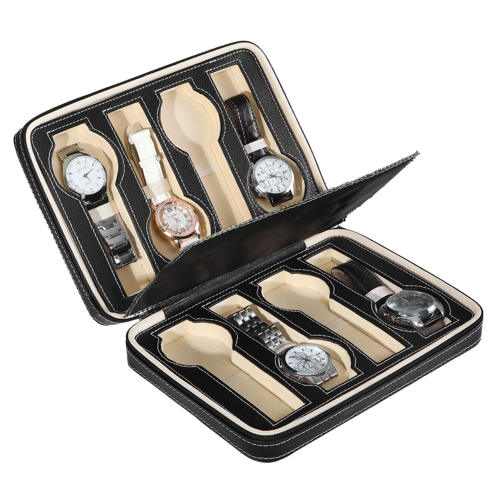 VANSIHO Classic Multiple Positions Travel Storage Bag Embedded Portable Watch Storage Box For Watch Protection