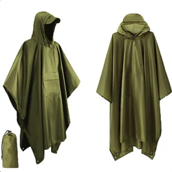 Versatile Outdoor Waterproof Poncho with Hood (Green - Pocket style)