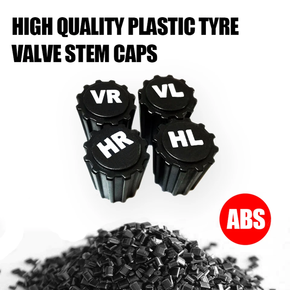 ATsafepro Bouchons Anti-poussière De Tige De Valve De Pneu, 8 Pièces, Couvercle De Valve D'air Avec Impression VR VL HR HL 8V1 US Schrader ABS