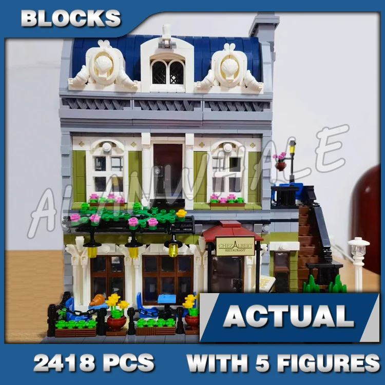 

2418pcs creative Expert Modular Street View Romantic Parisian Restaurant 15010 Building Block Sets Compatible Kids Brick