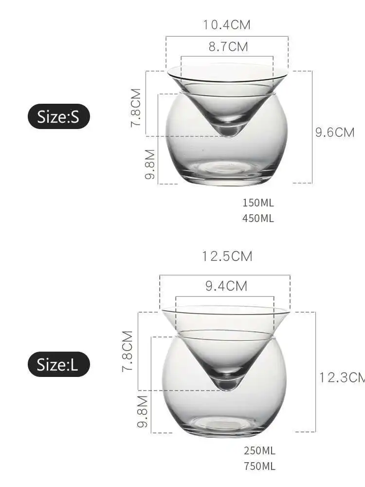 Description Picture 4 of item2022 Unique Cocktail Glass Fancy Restaurant Artistic Conception Dry Ice Set Molecular Gastronomy Container Martini Smoothie Cup