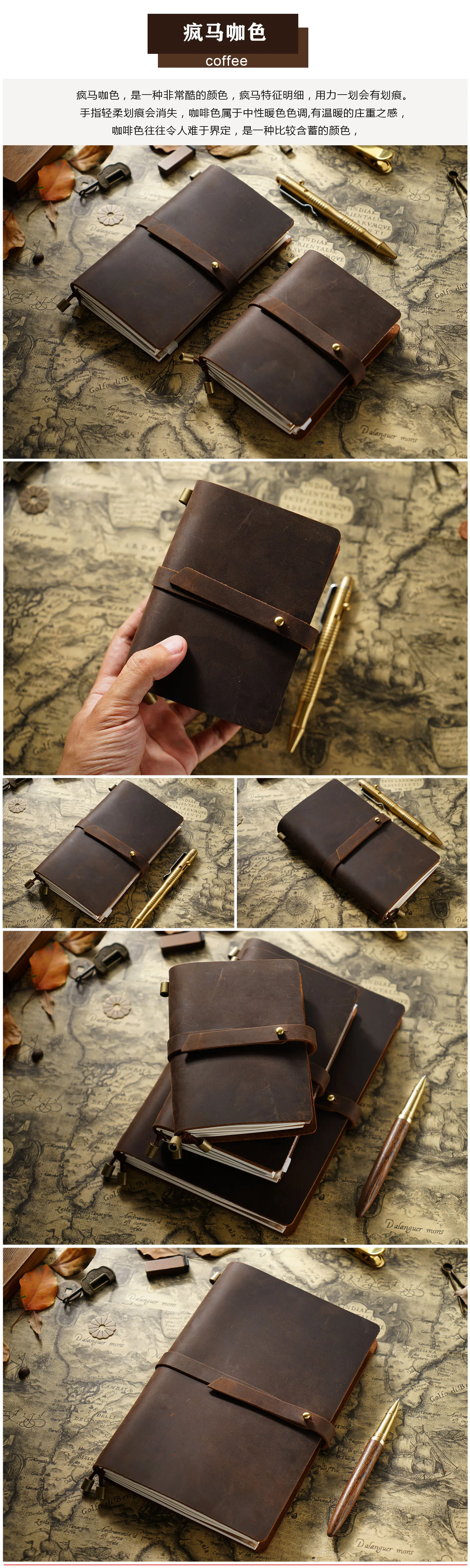 Echtes Leder Reisenden Notebook handgemachte Vintage Rindsleder Tagebuch Journal Sketchbook Organizer Planer TN Notebook Cover – Detail 20