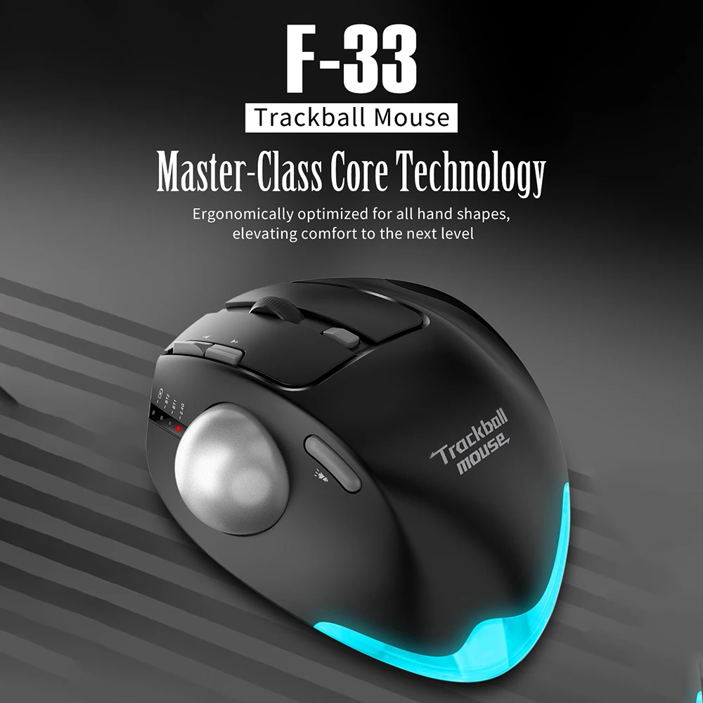 ZELOTES F-33 Trackball Mouse Wireless Triple Mode BT Mouse for 2D 