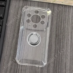Enhanced Protective TPU Soft Phone Case with Back Ring Holder and Bracket for Armor 28 Ultra (Ring Case Clear)