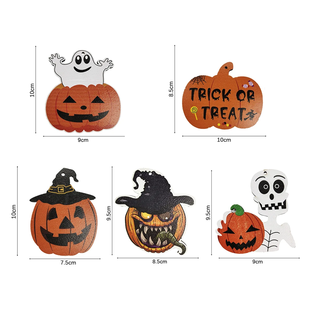 Halloween Holz Ornamente Kürbis Geist Trick oder behandeln Anhänger Tür hängen Zeichen glücklich Halloween Party Dekoration für zu Hause – Detail 7