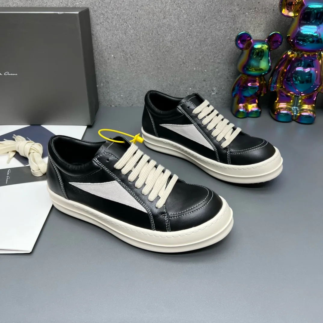 Women Rick shoes Inverted Triangle High Street Owens Leather Flat Shoes Increase Simple Fashion Couple