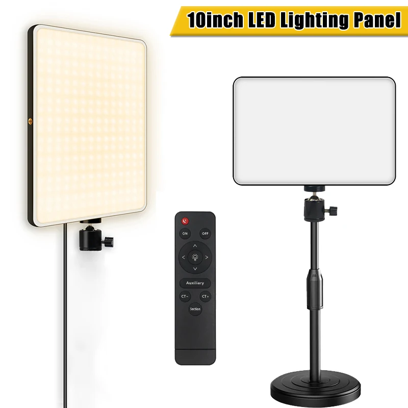 

10inch LED Video Light Panel EU Plug 2700k-5700k Photography Lighting With Remote Control For Taking Photo Video Filming Lamp