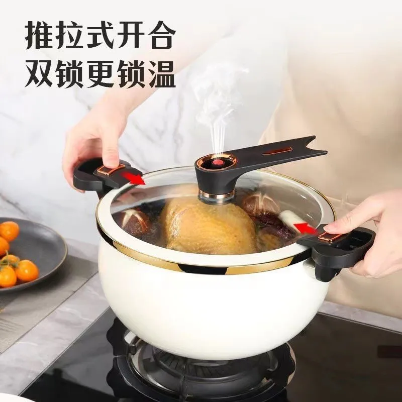 New Style Large Capacity Soup Pot Medical Stone Coating Cast Iron Non Stick Micro Pressure Cooker 6