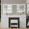55" W , Makeup Vanity with Charging Station, 15 Drawers with Lighted , 3 Lighting Modes, Brightness Adjustable, Makeup Vanities 1