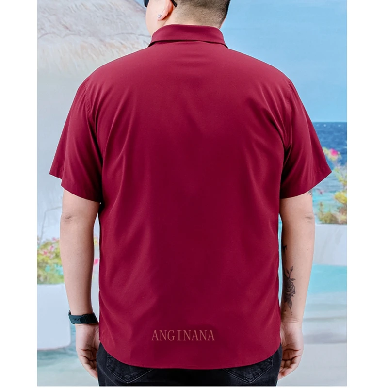 Plus size 12xl 170kg men's short sleeve oversized shirt large 10xl 9xl 8xl 6xl business summer Lapel shirt Navy black red white