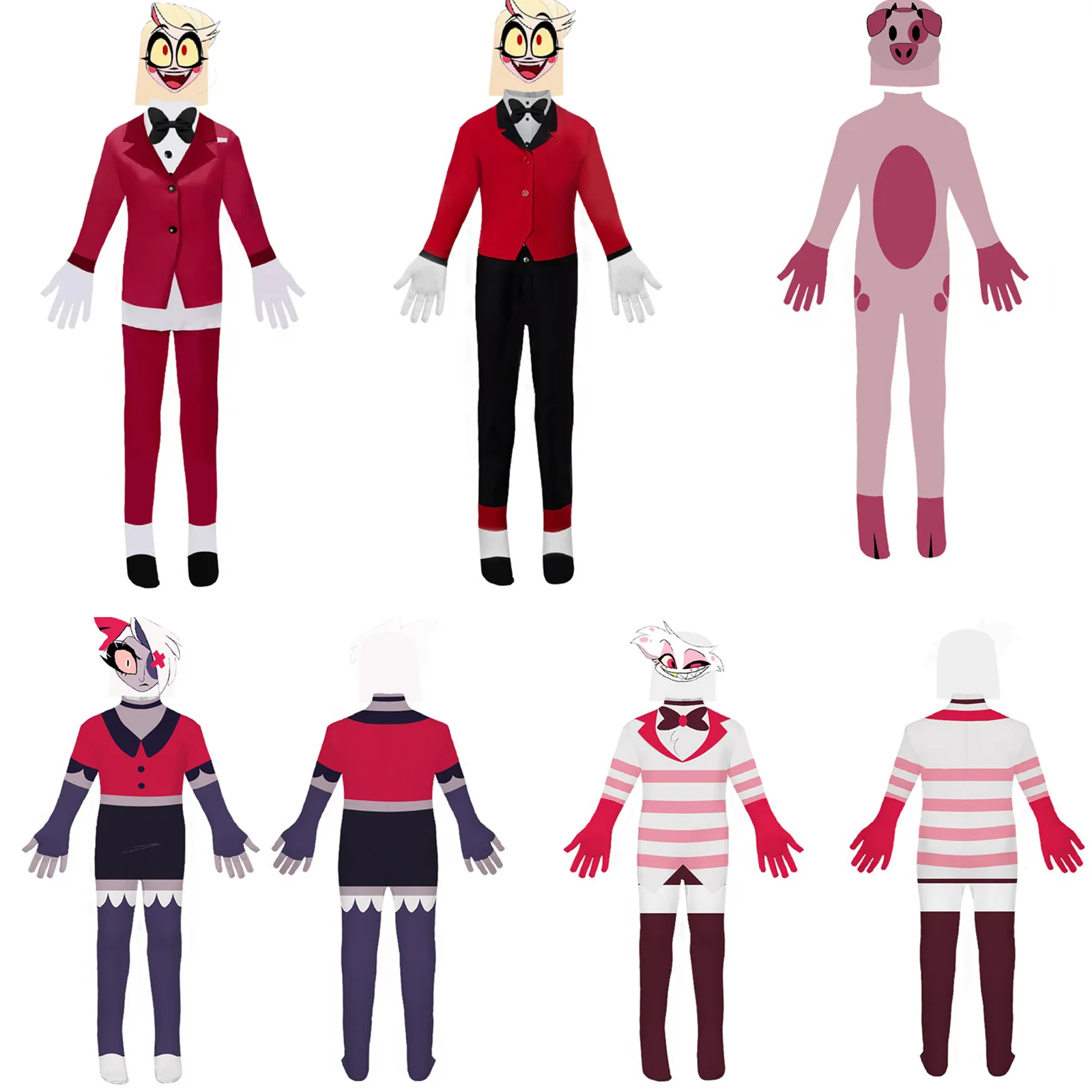 Adult Kids Cos Hazbin Charlie Vaggie Angel Dust Vaggie Nugget Cosplay Costume Tuta Halloween Party Carnival Clothes