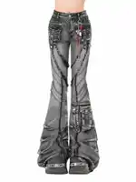 2025 Autumn Winter Women's Denim Pants Dark Academia Cargo Jean Flared Bell Bottom Designer Kpop Japanese Y2k 2000s Goblin Core - Image 2
