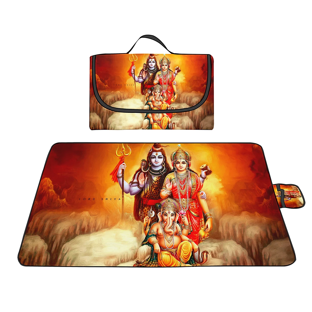 

Picnic Mats Waterproof Foldable Oxford Hindu God Shiva Vishnu Picnic Blanket Portable Beach Mat Oversized For Outdoor Camping