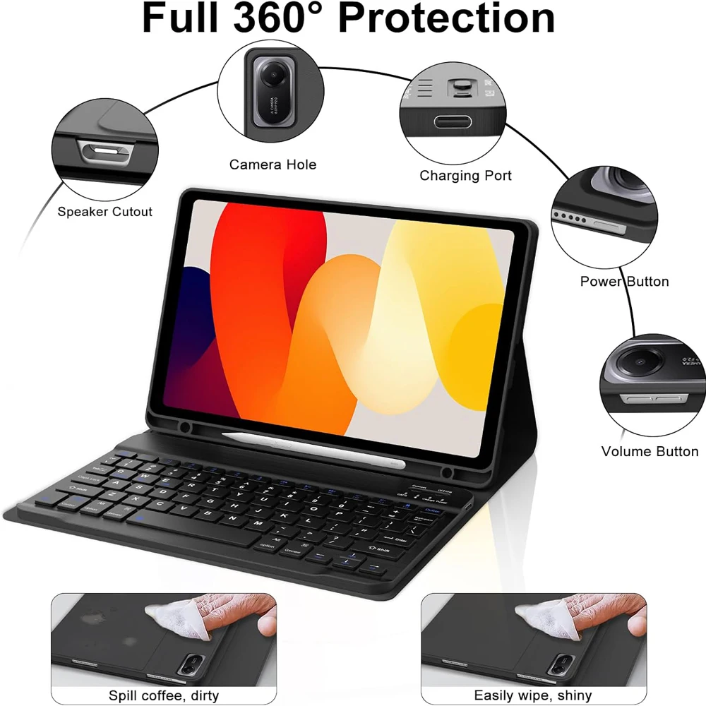 Versatile Keyboard Case with Detachable Bluetooth, Multi-Angle Stand, and Pen Holder