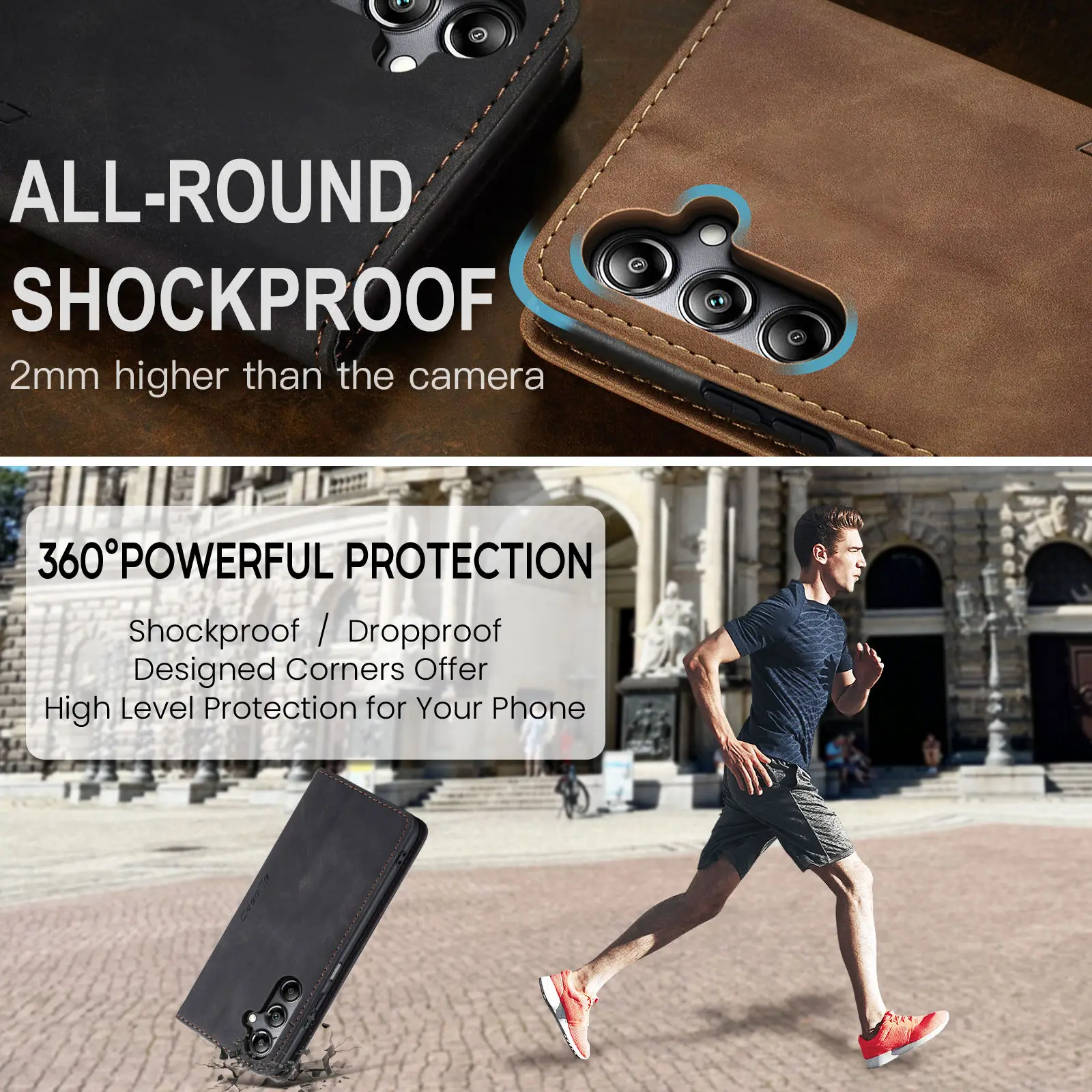 Leather Magnetic Folio Wallet Case with Card Holder – Premium Flip Cover