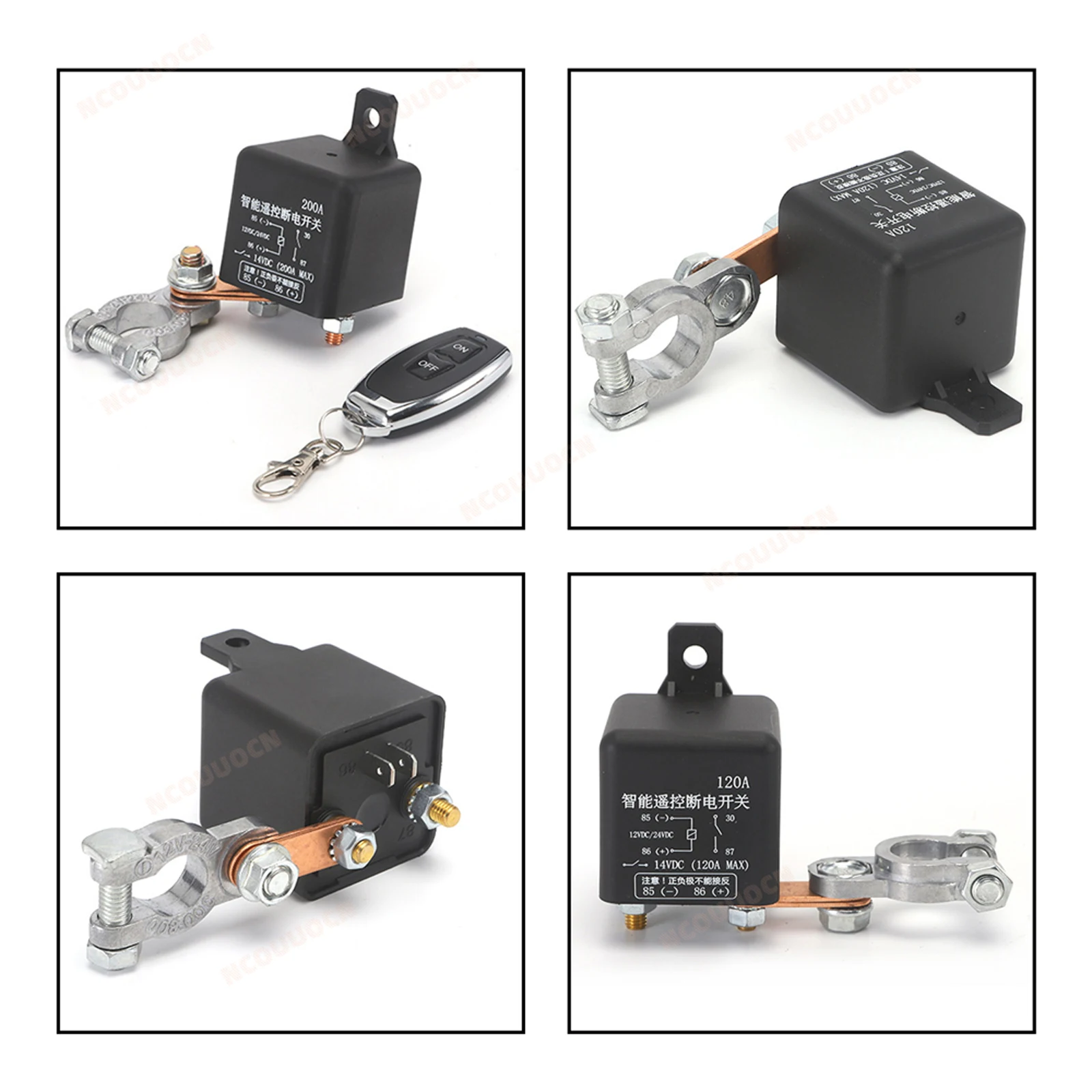 Car Auto Wireless Remotes Control Switch Relay Car Battery Disconnect Cut Off Isolator Switch 12V/24V 120A/200A car battery switch
