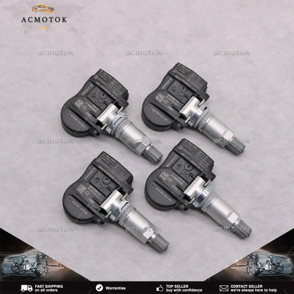 

4X 52933-D4100 52933-D9100 Tire Pressure Sensor TPMS 433MHz FOR Hyundai Elantra Genesis Ioniq Santa Kona Kia Soul Sorento Optima