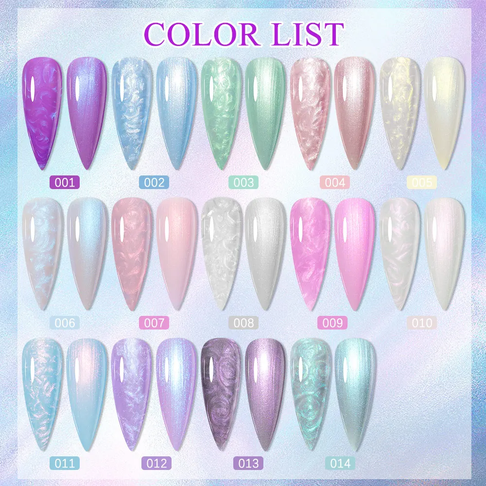 MIZHSE 10ml 9D Cat Magnetic Thread Shell Temperature Change Gel Nail Polish Glitter Pearl Effect UV Gel Polish Base Top Coat 3