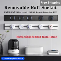 ที่ถอดออกได้ Power TRACK Rail SOCKET UK/EU/UN/US/Universal US/USB Type-C ติดผนัง/ฝังซ็อกเก็ตห้องครัวห้องน้ําซ็อกเก็ต 1