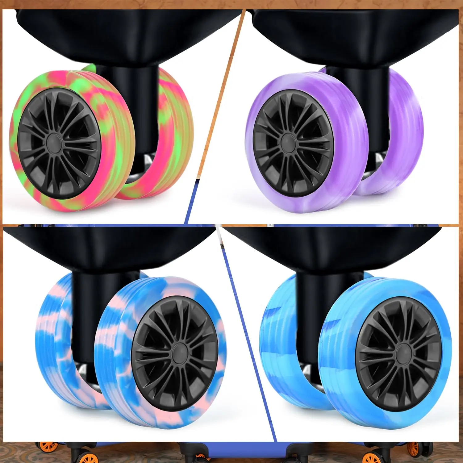 4-40pcs Luggage Wheel Covers Silicone Suitcase Wheel Covers Luggage Wheel Protector Heavy Duty Noise-Proof Accessories 3