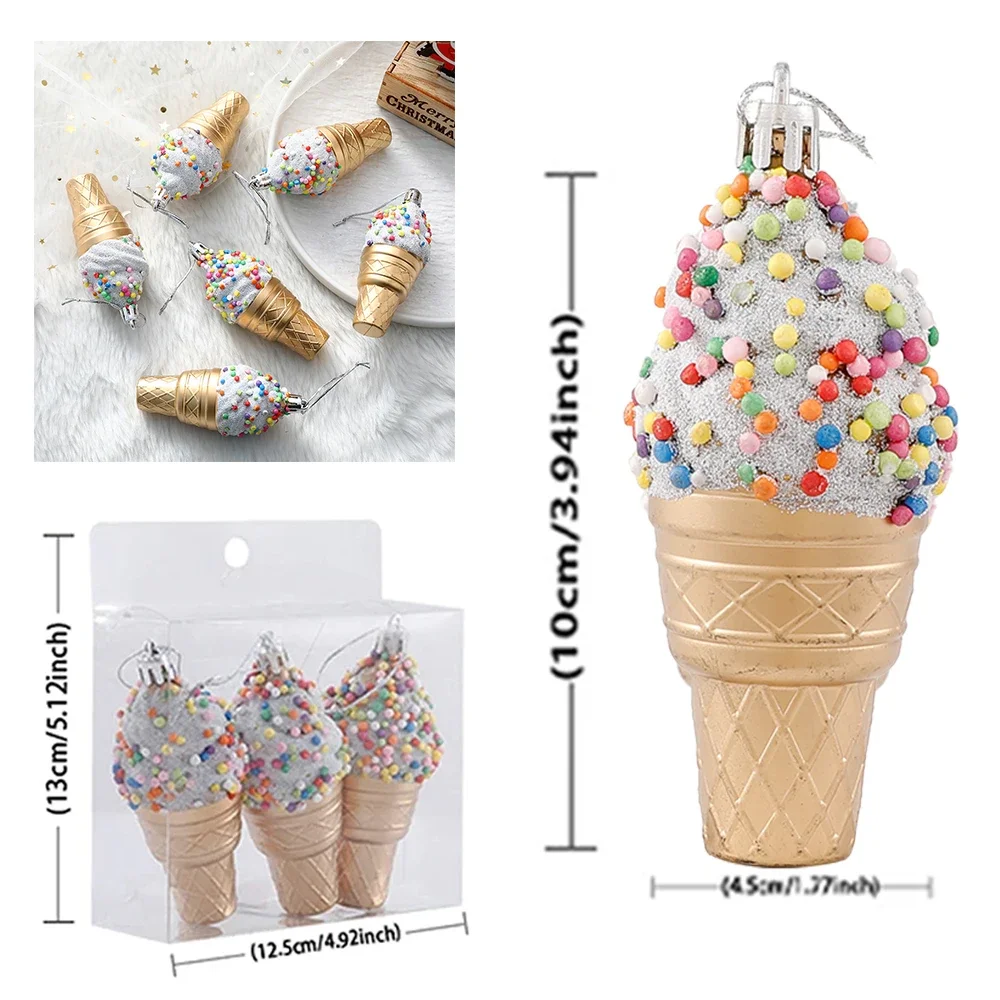 1 caja de decoración navideña, macarrones, pastel, helado, donut, árbol de Navidad, accesorio para fiesta de Año Nuevo 2024, regalo para niños
