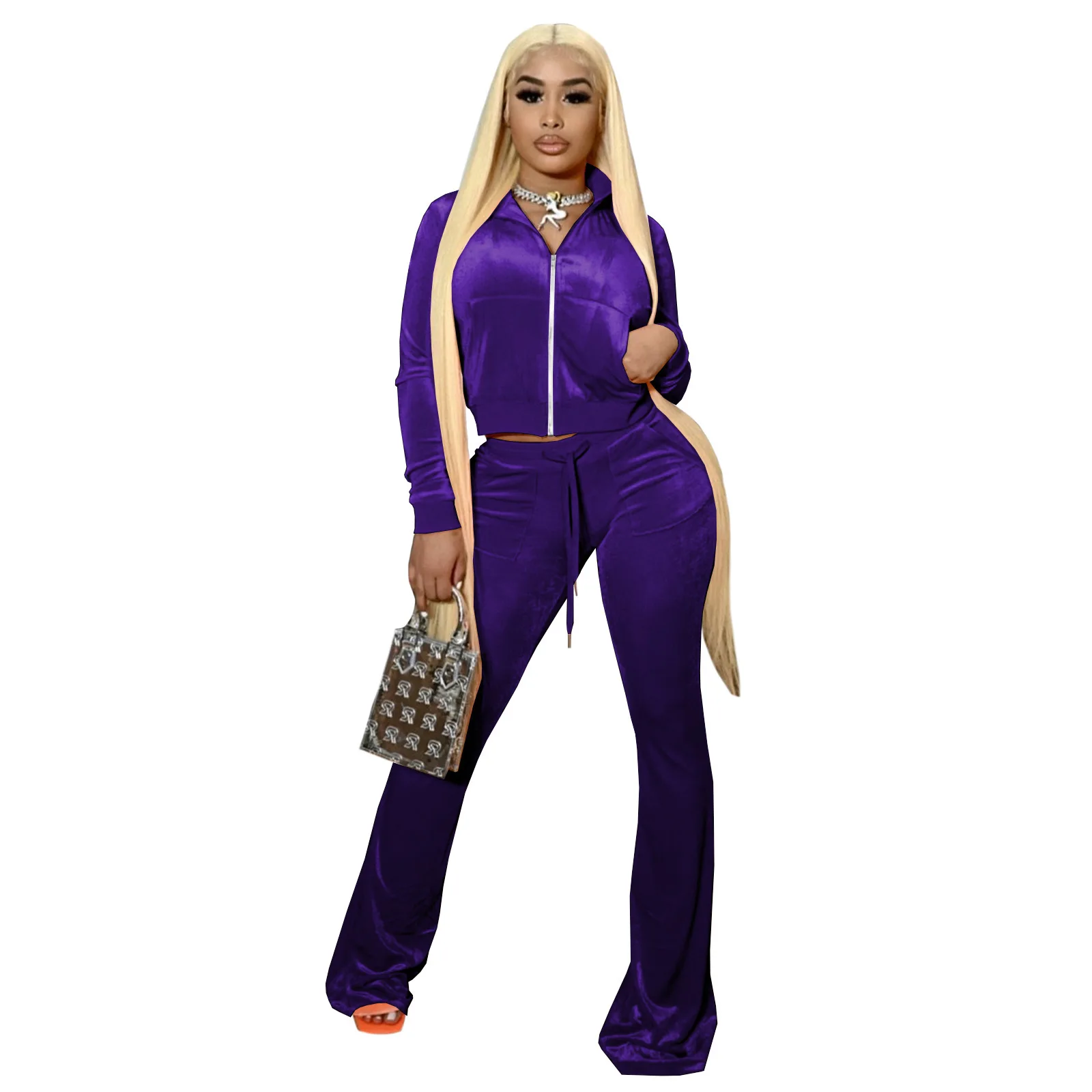 blue pant suit 2022 Clothing Spring Autumn Women Outdoor Casual Sports Set Solid Velvet Two Piece Set Top and Pants Tracksuit Sweatsuit Outfits suit set Suits & Blazers