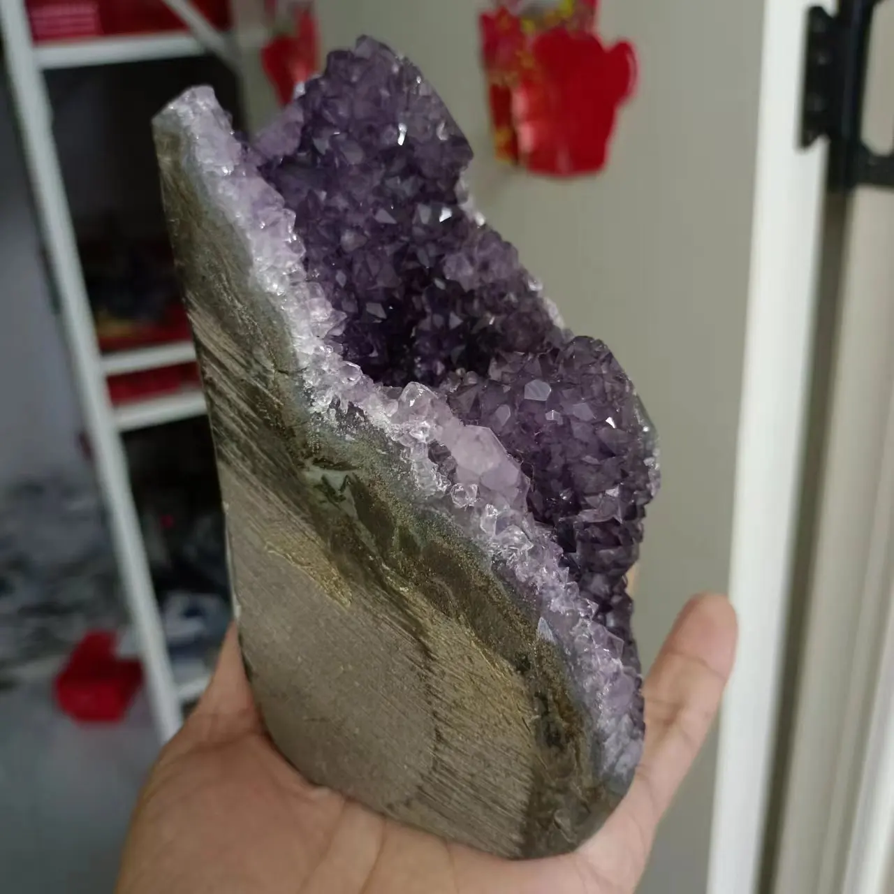 Natural Amethyst Geode Quartz Cluster Crystal Specimen Energy Healing 2