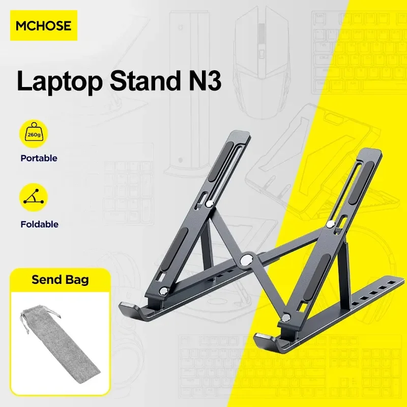 mc n3 휴대용 노트북 스탠드 macbook lenovo dell 용 10  15.6 인치 노트북과 호환되는 알루미늄 접이식 스탠드