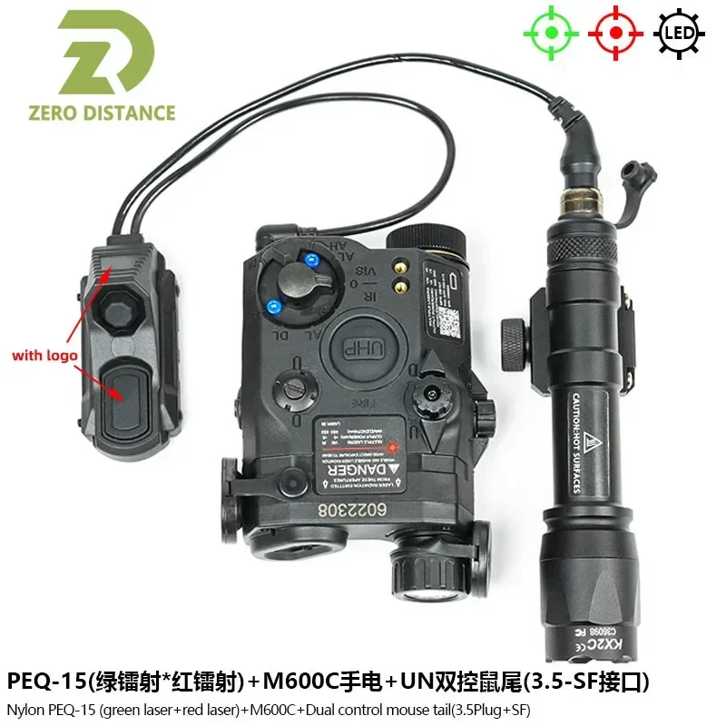 Tactical PEQ15 IR Fill Light/IR Laser Red Green Dot Laser M600C Flashlight Hunting Airsoft Accessories Axon Dual Function Switch