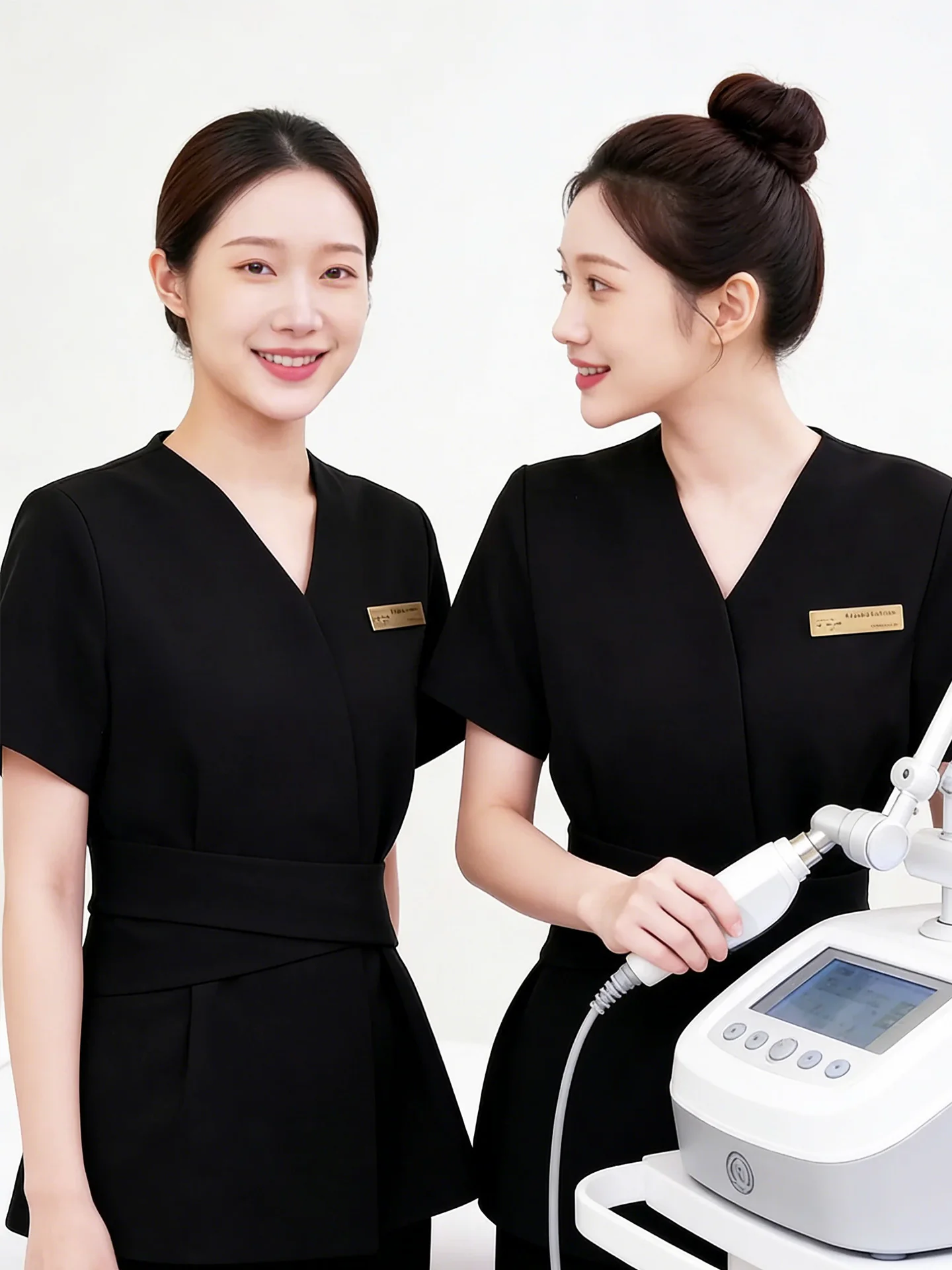 미용 요법사용 여성용 반팔 유니폼 세트 봄 여름 고급 피부 관리 보석 매장 건강 관리 살롱