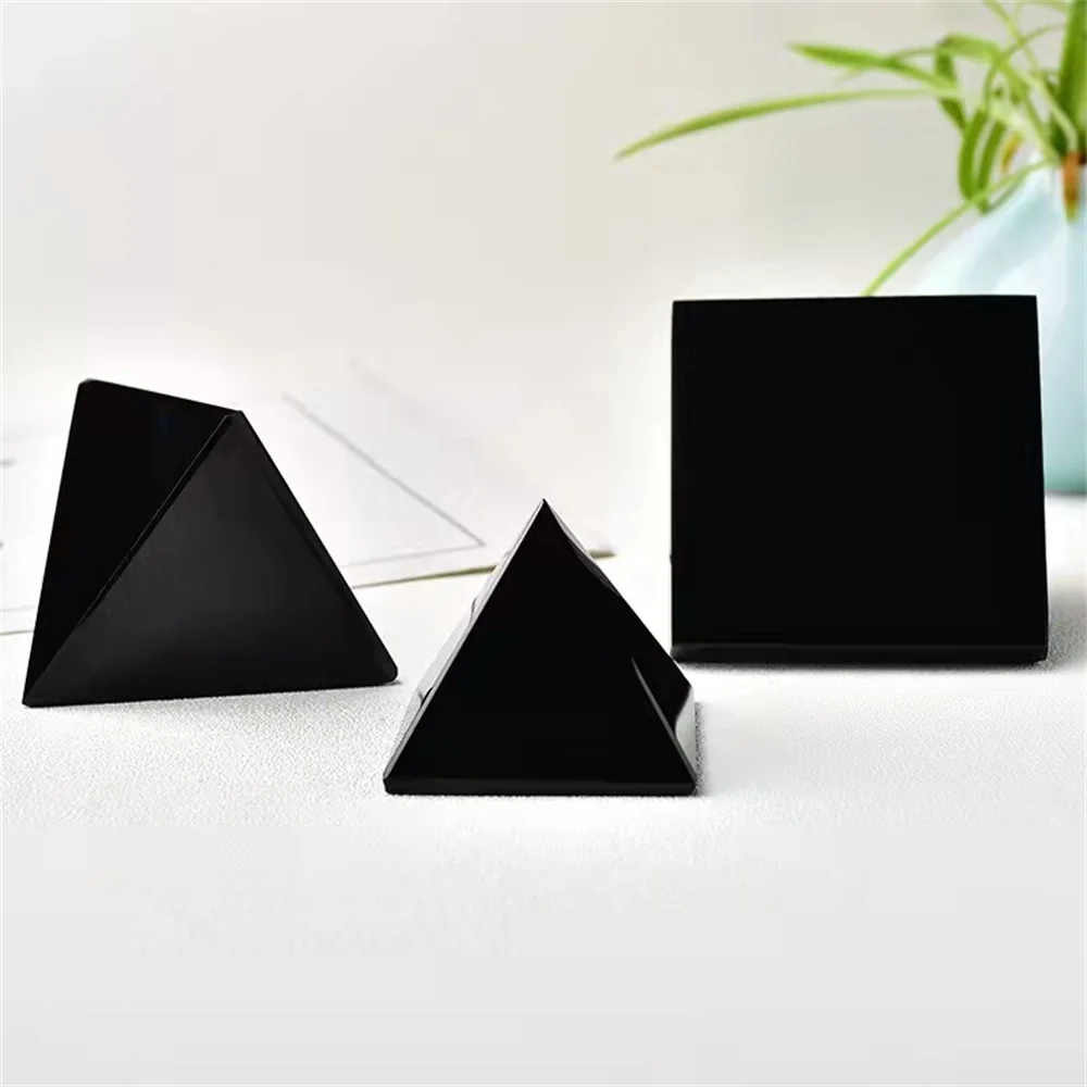 Natural Black Obsidian Energy Healing Tower Quartz Crystal Chakra Stone Pyramid 6